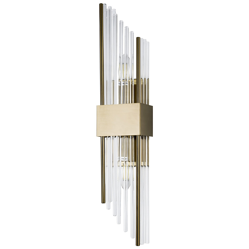 Бра с декором в виде хрустальных трубочек Nembus Brass Glass Wall Lamp Прозрачное Стекло Латунь Бра с декором в виде хрустальных трубочек Nembus Brass Glass Wall Lamp Прозрачное Стекло Латунь в Тюмени | Loft Concept