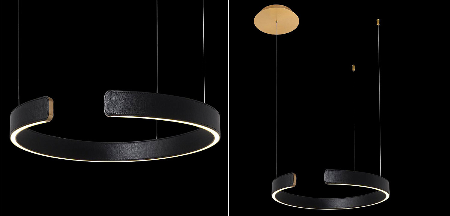Подвесной светильник Half Ring black leather 40 Подвесной светильник Half Ring black leather 40 - Loft-Concept в Тюмени