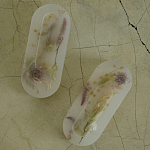 Подставка под благовония из эпоксидной смолы с цветами белая Epoxy Resin Flowers Incense Oval Stand White варинант исполнения - 2 | Loft Concept в Тюмени