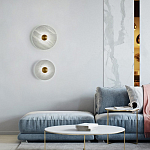 Бра в форме диска из натурального камня с декоративным центральным элеменом Cryptocrystalline Stone варинант исполнения - 1 | Loft Concept в Тюмени