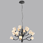 Люстра подвесная черного цвета с ветвями и белыми фарфоровыми цветами Floralis варинант исполнения - 5 | Loft Concept в Тюмени