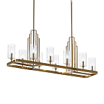 Люстра прямоугольная цвета латунь с прозрачными рифлеными цилиндрическими плафонами Kichler варинант исполнения - 1 | Loft Concept в Тюмени