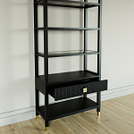 Стеллаж Elsa Dreams Black со стеклянными полками и ящиком варинант исполнения - 3 | Loft Concept в Тюмени