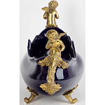 Чаша темно-синяя фарфоровая с бронзовыми ручками в виде ангелов Eden Garden варинант исполнения - 2 | Loft Concept в Тюмени