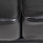 Диван кожаный двухместный на 4-х деревянных ножках из массива березы Logan Leather Seating black варинант исполнения - 4 | Loft Concept в Тюмени