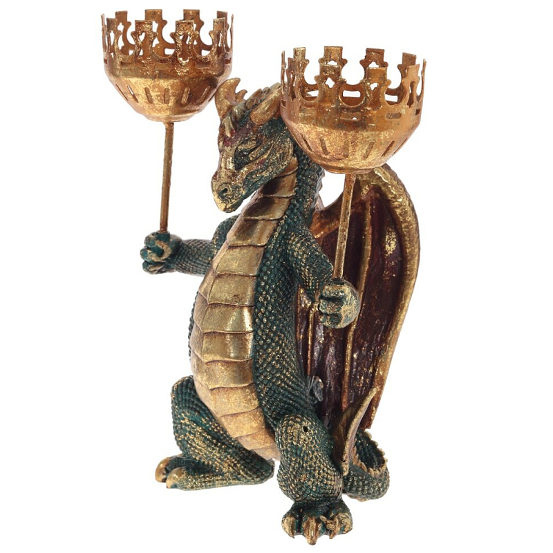 Подсвечник в виде дракона Dragon Candlestick Green Gold Золотой Зеленый Коричневый Подсвечник в виде дракона Dragon Candlestick Green Gold Золотой Зеленый Коричневый в Тюмени | Loft Concept