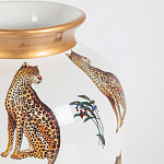 Ваза белая овальная с рисунком леопардов и золотыми акцентами LEOPARD Collection варинант исполнения - 1 | Loft Concept в Тюмени