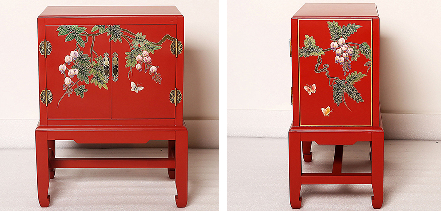 Красная Тумба в Китайском Стиле ручная роспись Бабочки и Ветвь Butterflies and Branch Nightstand Красная Тумба в Китайском Стиле ручная роспись Бабочки и Ветвь Butterflies and Branch Nightstand - Loft-Concept в Тюмени