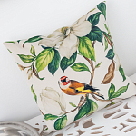 Декоративная подушка бежевая с изображением птица в саду Blooming Birds варинант исполнения - 3 | Loft Concept в Тюмени