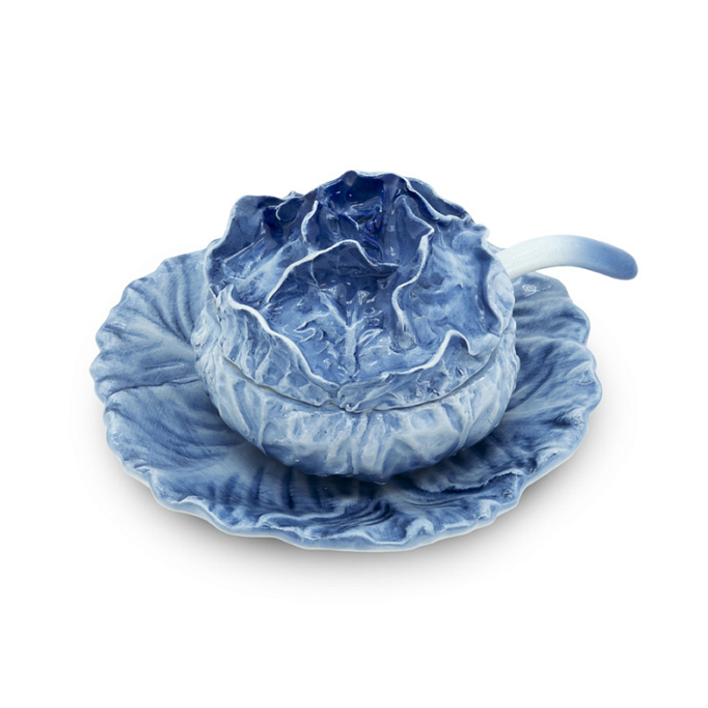 Супница SOUP BOWL CABBAGE SMALL W/PLATE D13 Blue Сапфирово-синий Супница SOUP BOWL CABBAGE SMALL W/PLATE D13 Blue Сапфирово-синий в Тюмени | Loft Concept