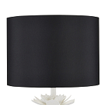 Настольная лампа с декором в виде белого цветка магнолии на каркасе и черным абажуром White Magnolia варинант исполнения - 2 | Loft Concept в Тюмени