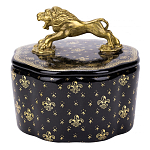 Шкатулка черного цвета с крышкой с фигуркой льва Eden Garden варинант исполнения - 1 | Loft Concept в Тюмени