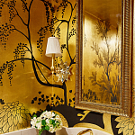 Обои ручная роспись в стиле Арт-деко Rateau Original colourway on Deep Rich Gold gilded paper варинант исполнения - 2 | Loft Concept в Тюмени