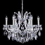 Люстра подвесная с 6-ю лампочками и прозрачными хрустальными подвесками на хромированном основании Crystal lamps варинант исполнения - 1 | Loft Concept в Тюмени