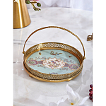 Блюдо круглое с ручкой и голубым фарфоровым дном с цветочным рисунком Blue Garden варинант исполнения - 3 | Loft Concept в Тюмени