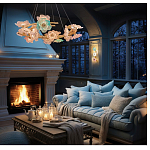 Люстра круглая на золотом каркасе с цветочным декором Miscellaneous herbs варинант исполнения - 6 | Loft Concept в Тюмени