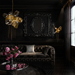 Люстра подвесная со стеклянными плафонами из дымчатого и золотистого с тремя вертикальными подвесками Gilded Mirage  варинант исполнения - 8 | Loft Concept в Тюмени