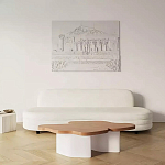 Дизайнерский журнальный стол с фигурной столешницей на белом основании Holarisex варинант исполнения - 2 | Loft Concept в Тюмени