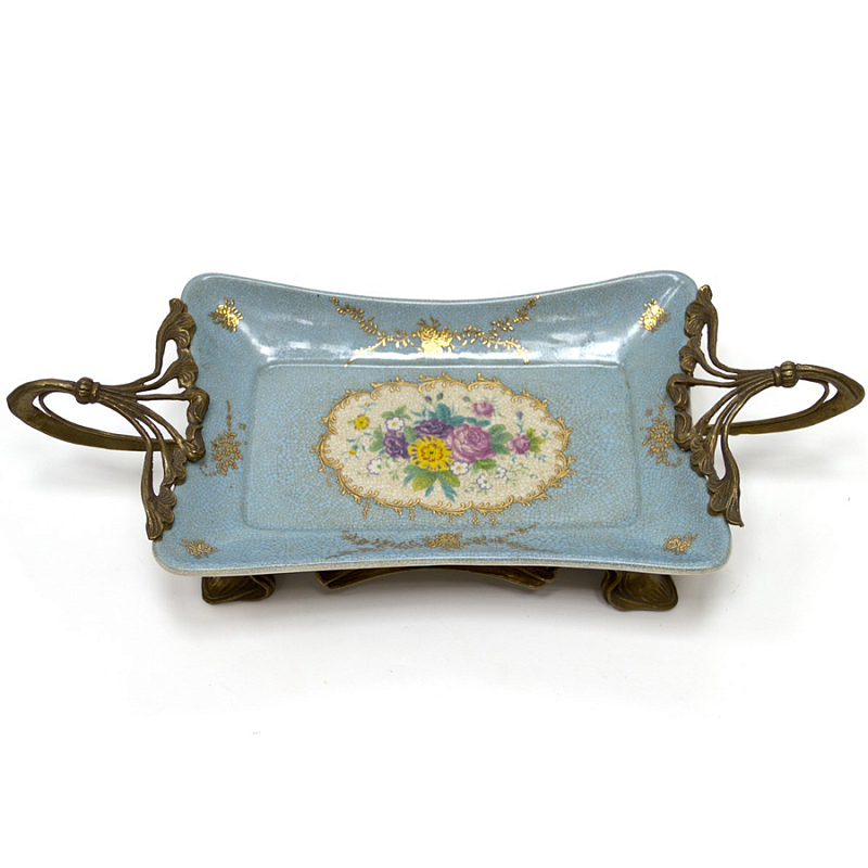Поднос Pale Blue Tray Голубой пастельный Бронза Поднос Pale Blue Tray Голубой пастельный Бронза в Тюмени | Loft Concept