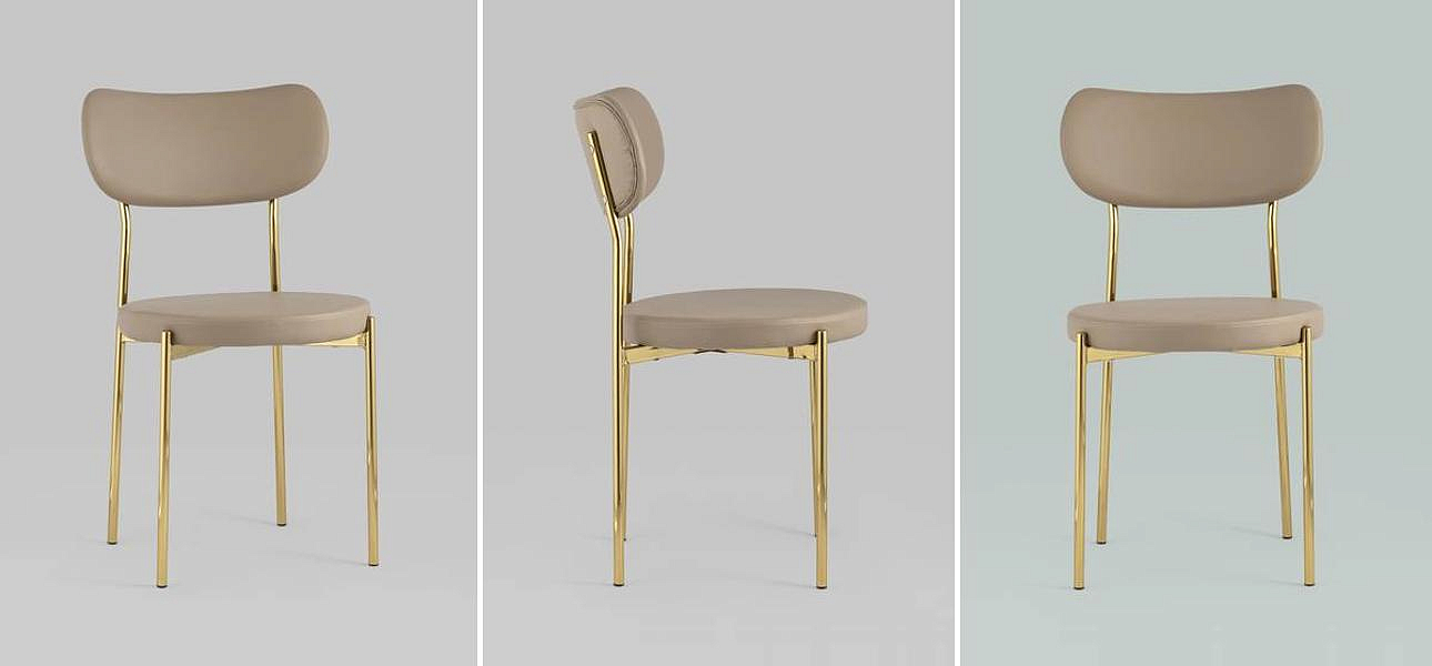 Стул Alfie Chair Золотые ножки Бежевая Экокожа Стул Alfie Chair Золотые ножки Бежевая Экокожа - Loft-Concept в Тюмени