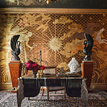 Обои ручная роспись в стиле Арт-деко Deco Dawn Bas Relief on Deep Rich Gold gilded paper варинант исполнения - 1 | Loft Concept в Тюмени