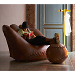 Дизайнерский кожаный пуф в виде бейсбольного мяча Poltronova Joe Ball Pouf варинант исполнения - 7 | Loft Concept в Тюмени