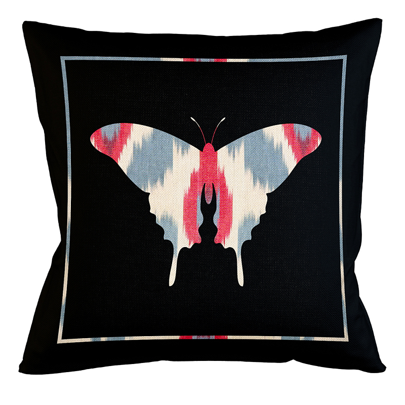 Подушка декоративная бабочка с узором красного и серого цвета Ikat Pattern Синий Бежевый Черный Зеленый Подушка декоративная бабочка с узором красного и серого цвета Ikat Pattern Синий Бежевый Черный Зеленый в Тюмени | Loft Concept