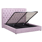 Кровать двуспальная фиолетовая с основанием из массива дерева с мягким изголовьем Velour Beds варинант исполнения - 2 | Loft Concept в Тюмени