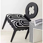 Дизайнерский стул с круглой деревянной спинкой Black and White Clover варинант исполнения - 6 | Loft Concept в Тюмени