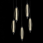 Люстра круглая каскадня с 5-ю плафонами из металлической сетки Mesh Lampshade Lighting варинант исполнения - 3 | Loft Concept в Тюмени