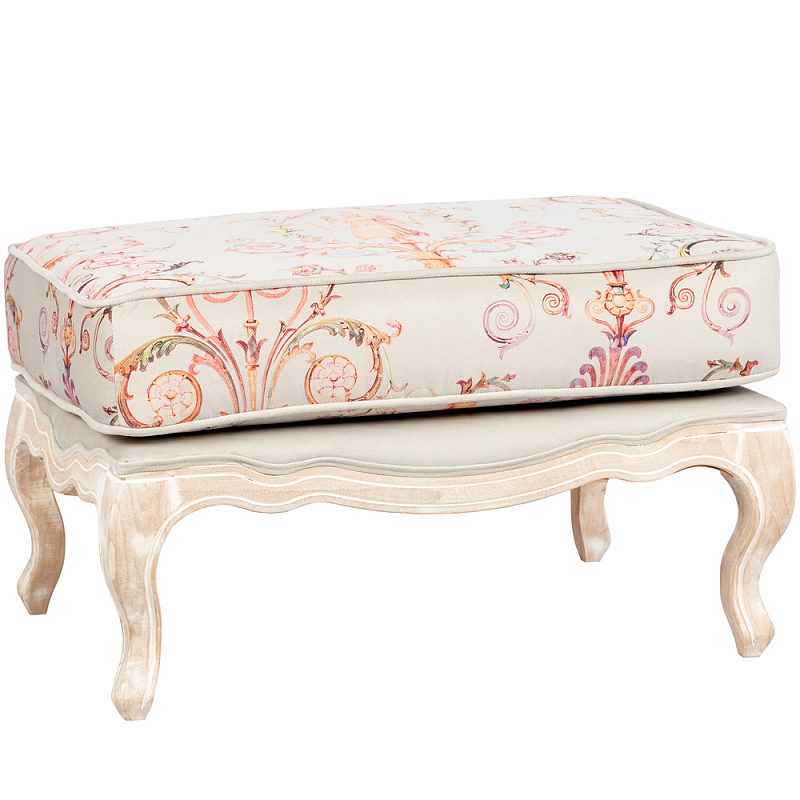 Мягкая банкетка из массива бука серая с растительным орнаментом Raffael Grey Floral Banquette Светло-серый Бежевый Мульти Мягкая банкетка из массива бука серая с растительным орнаментом Raffael Grey Floral Banquette Светло-серый Бежевый Мульти в Тюмени | Loft Concept