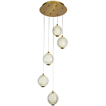 Каскадная люстра с 5-ю плафонами из акрила в виде шара Felice Chandelier Brass варинант исполнения - 1 | Loft Concept в Тюмени