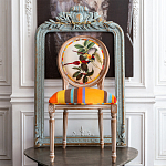 Стул бежевый в разноцветную полоску из натурального бука с изображением птиц и цветов Blooming Yellow Red Birds Colorful Stripes Chair варинант исполнения - 4 | Loft Concept в Тюмени