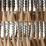 Люстра трехъярусная с декором из круглых деревянных бусин с кисточками Gray Brown Wooden Beads Chandelier варинант исполнения - 1 | Loft Concept в Тюмени