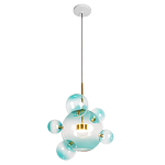 Подвесной светильник с прозрачными бирюзовыми стеклянными шарами и золотыми деталями Диаметр 46 Giopato & Coombes варинант исполнения - 1 | Loft Concept в Тюмени