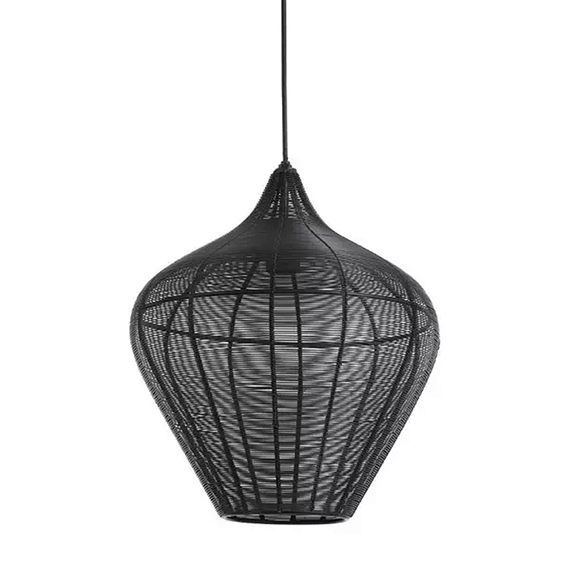 Подвесной светильник в форме купола с плетеным металлическим абажуром Wicker Iron Lamp Черный Подвесной светильник в форме купола с плетеным металлическим абажуром Wicker Iron Lamp Черный в Тюмени | Loft Concept