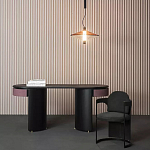 Дизайнерский письменный стол овальной формы с 2-мя выдвижными ящиками по бокам Parsec варинант исполнения - 1 | Loft Concept в Тюмени