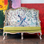 Диван из натурального бука бежевый с изображением птиц и цветов Beige Green Chinoiserie Garden Sofa варинант исполнения - 11 | Loft Concept в Тюмени