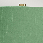 Настольная лампа с белым фигурным основанием на латунном основании и зеленым тканевым конусным абажуром Elstead Lighting варинант исполнения - 2 | Loft Concept в Тюмени