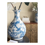 Ваза с мотивами цветущего сада с попугаями Blue Vase Inspired by Nature варинант исполнения - 6 | Loft Concept в Тюмени