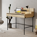 Стол письменный с выдвижным ящиком цвета древесины LEILA WORKING TABLE OAK ANTHRACITE варинант исполнения - 3 | Loft Concept в Тюмени