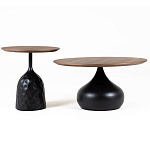 Столик журнальный с круглой деревянной столешницей на черном фактурном основании Bourgeon варинант исполнения - 3 | Loft Concept в Тюмени