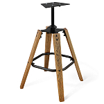 Барный стул со спинкой и металлической подставкой на 4-х деревянных ножках Зеленый Велюр Vendramin Chair варинант исполнения - 4 | Loft Concept в Тюмени