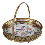 Блюдо фарфоровое с бронзовой ручкой Paradise Dish with Handle варинант исполнения - 1 | Loft Concept в Тюмени