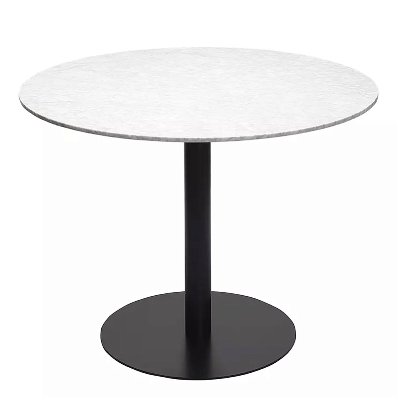 Круглый обеденный стол с белой мраморной столешницей White Tabletop on Black Base Белый Черный Круглый обеденный стол с белой мраморной столешницей White Tabletop on Black Base Белый Черный в Тюмени | Loft Concept