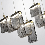 Подвесной светильник линейный с плафонами волнистой формы из фактурного стекла Big Wave варинант исполнения - 5 | Loft Concept в Тюмени