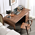 Стол рабочий округлой формы с 3-мя ящиками  Working Moonnut Table варинант исполнения - 6 | Loft Concept в Тюмени