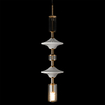 Подвесной светильник с белыми стеклянными элементами и бронзовыми вставками Высота 90 см Gabriel Scott Luna варинант исполнения - 6 | Loft Concept в Тюмени