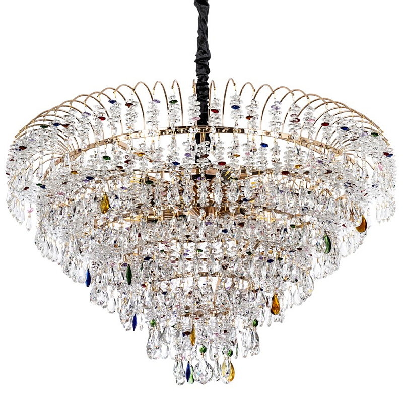 Люстра с прозрачными и цветными подвесками из хрусталя Colorful Crystals Chandelier 18 Золотой Прозрачное Стекло Мульти Люстра с прозрачными и цветными подвесками из хрусталя Colorful Crystals Chandelier 18 Золотой Прозрачное Стекло Мульти в Тюмени | Loft Concept