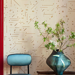 Обои с вышивкой ручной работы Glyph Original colourway on wool sateen варинант исполнения - 2 | Loft Concept в Тюмени